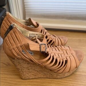 Not Rated Tan Strappy Wedge Sandals